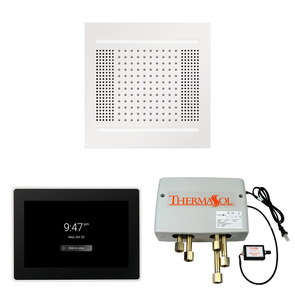 ThermaSol WH14SP15S Wellness Shower Package - HydroVive 14 Rainhead + ThermaTouch2 15" Control + Digital Shower Valve ThermaSol