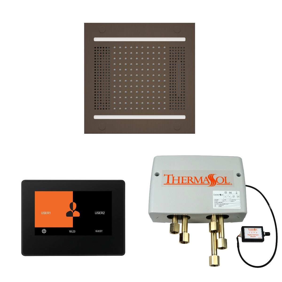 ThermaSol Wellness HydroVive 14 Shower Package with 7" ThermaTouch Square ThermaSol