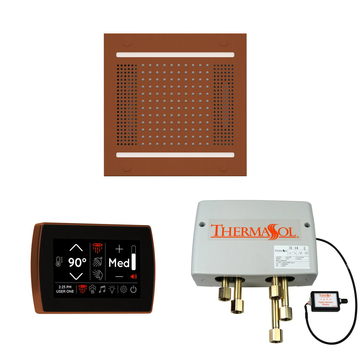 ThermaSol WH14SPSR Wellness Shower Package - HydroVive 14 Rainhead + SignaTouch Wall Mount Control + Digital Shower Valve ThermaSol