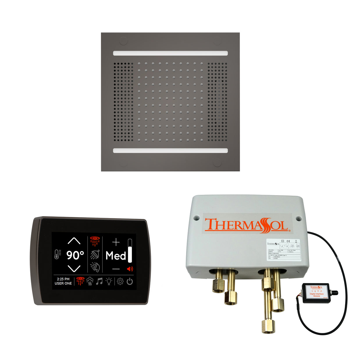 ThermaSol WH14SPSR Wellness Shower Package - HydroVive 14 Rainhead + SignaTouch Wall Mount Control + Digital Shower Valve ThermaSol