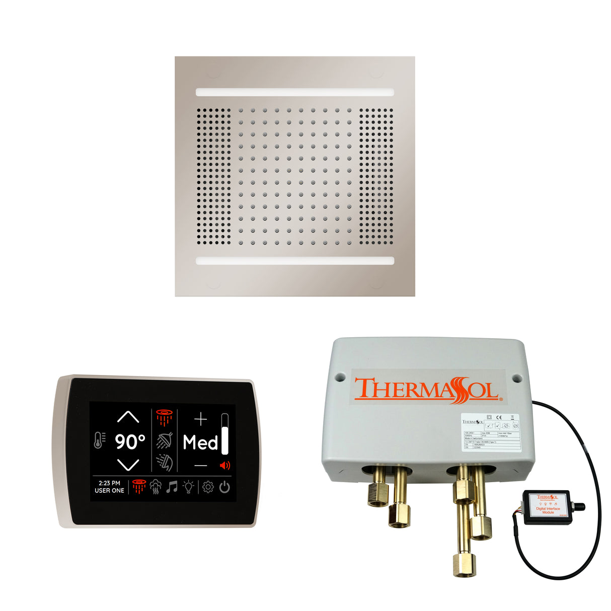 ThermaSol WH14SPSR Wellness Shower Package - HydroVive 14 Rainhead + SignaTouch Wall Mount Control + Digital Shower Valve ThermaSol
