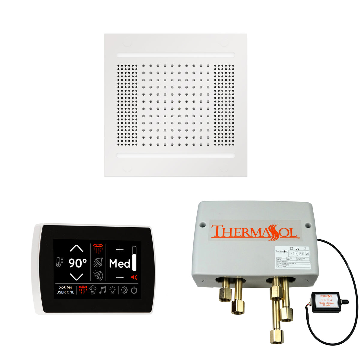 ThermaSol WH14SPSR Wellness Shower Package - HydroVive 14 Rainhead + SignaTouch Wall Mount Control + Digital Shower Valve ThermaSol