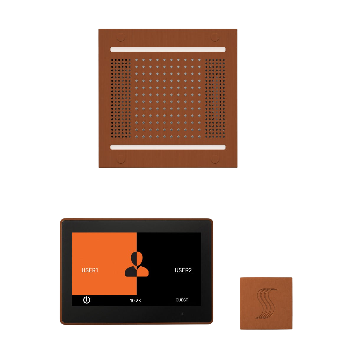 ThermaSol WH14STP10S Wellness Steam Package - HydroVive 14 Rainhead + ThermaTouch2 10" Control + SteamVection Square Steam Head ThermaSol