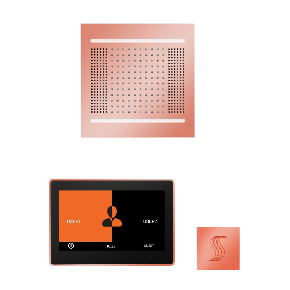 ThermaSol WH14STP10S Wellness Steam Package - HydroVive 14 Rainhead + ThermaTouch2 10" Control + SteamVection Square Steam Head ThermaSol