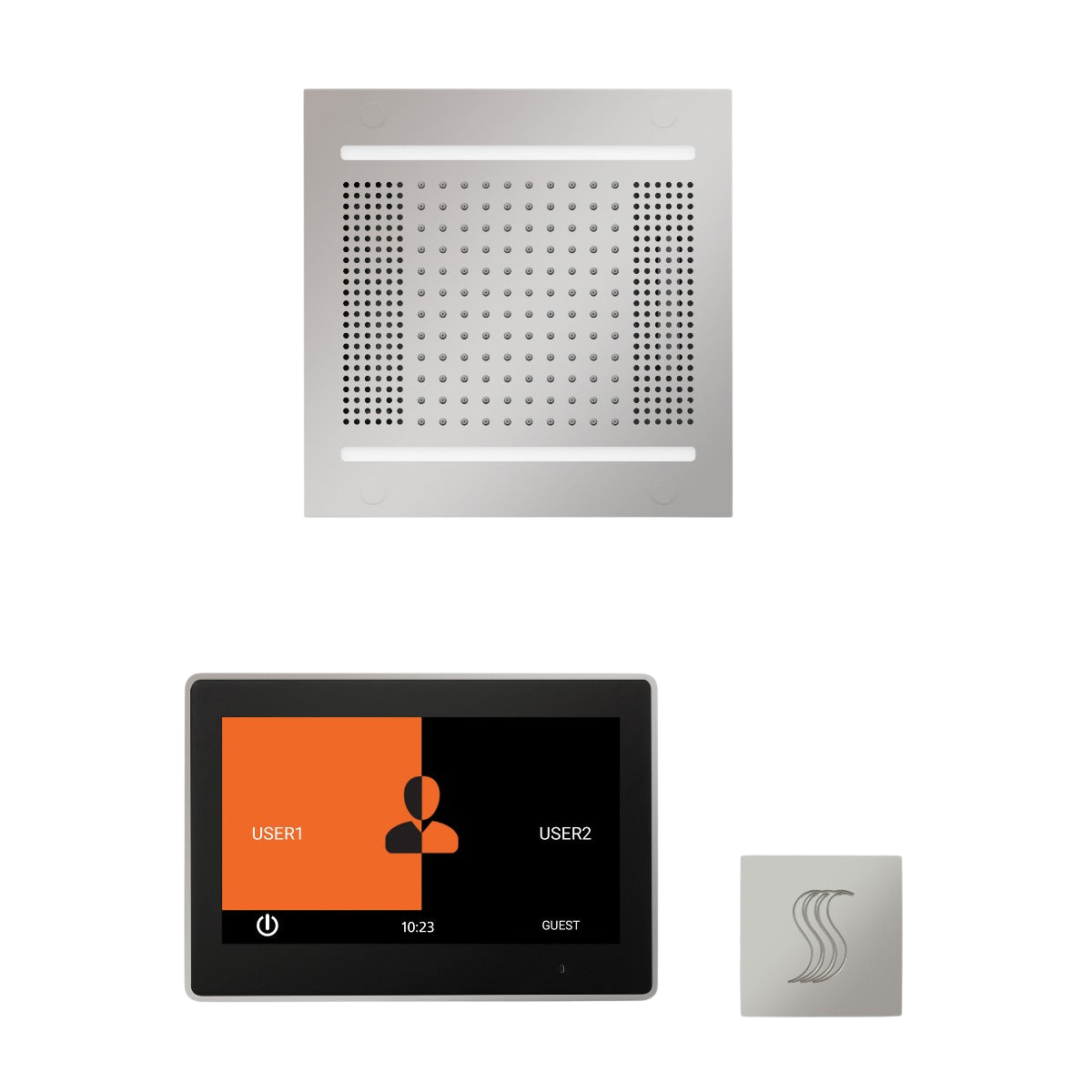 ThermaSol WH14STP10S Wellness Steam Package - HydroVive 14 Rainhead + ThermaTouch2 10" Control + SteamVection Square Steam Head ThermaSol