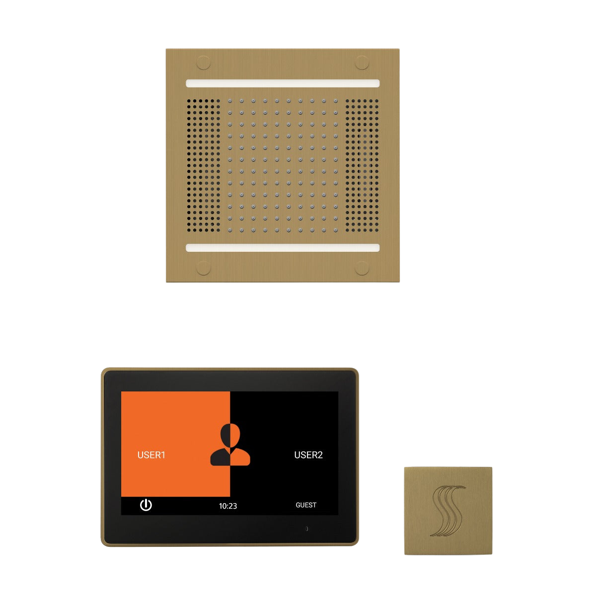 ThermaSol WH14STP10S Wellness Steam Package - HydroVive 14 Rainhead + ThermaTouch2 10" Control + SteamVection Square Steam Head ThermaSol