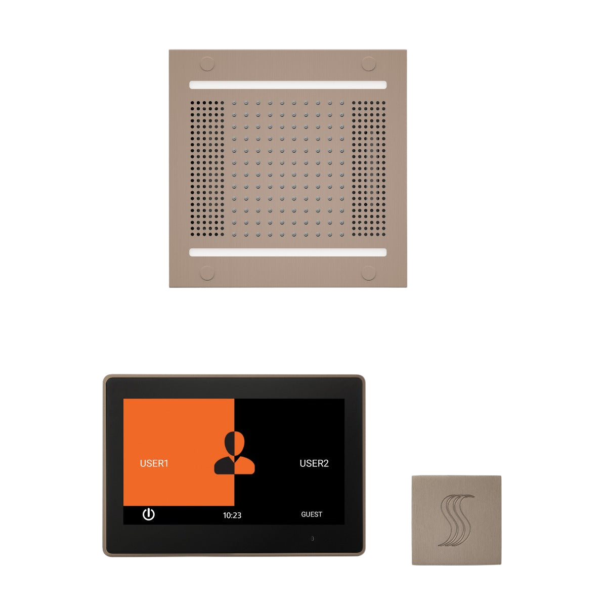 ThermaSol WH14STP10S Wellness Steam Package - HydroVive 14 Rainhead + ThermaTouch2 10" Control + SteamVection Square Steam Head ThermaSol