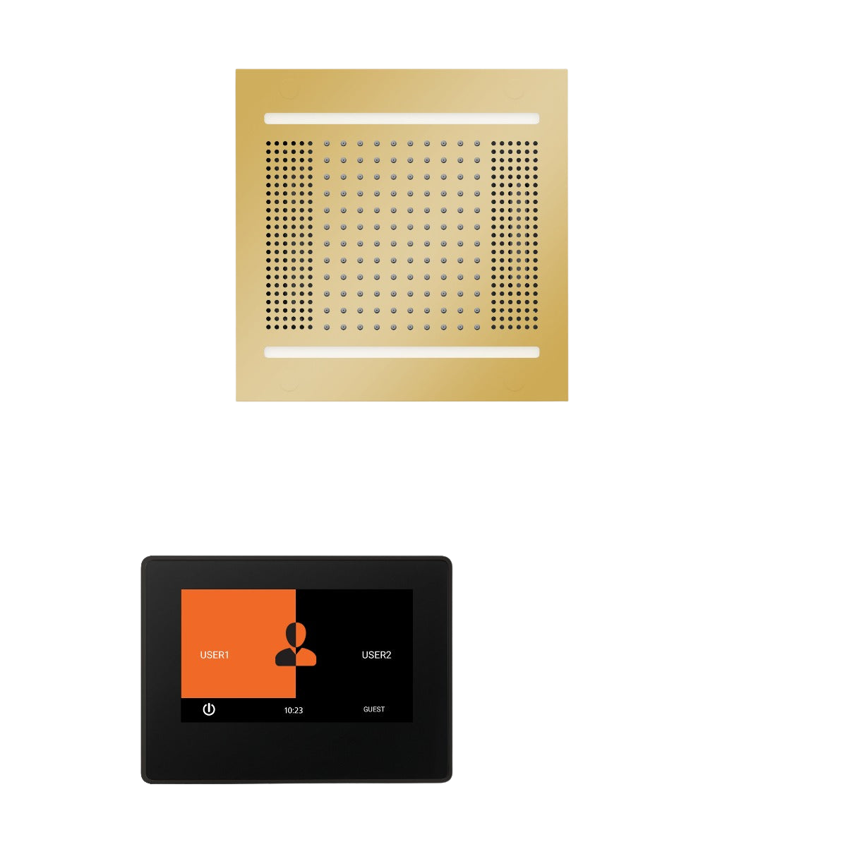 ThermaSol WH14STP7S Wellness Steam Package - HydroVive 14 Rainhead + ThermaTouch2 7" Black Trim Control + SteamVection Square Steam Head ThermaSol