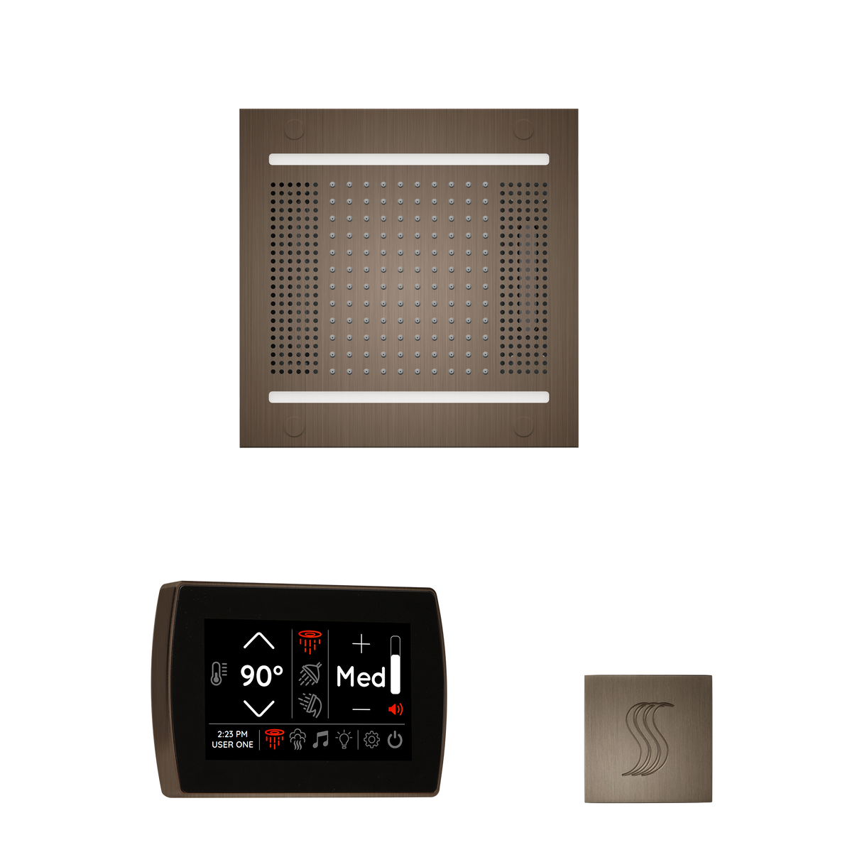 ThermaSol WH14STPSR Wellness Steam Package - HydroVive 14 Rainhead + SignaTouch Wall Mount Control + SteamVection Square Steam Head ThermaSol