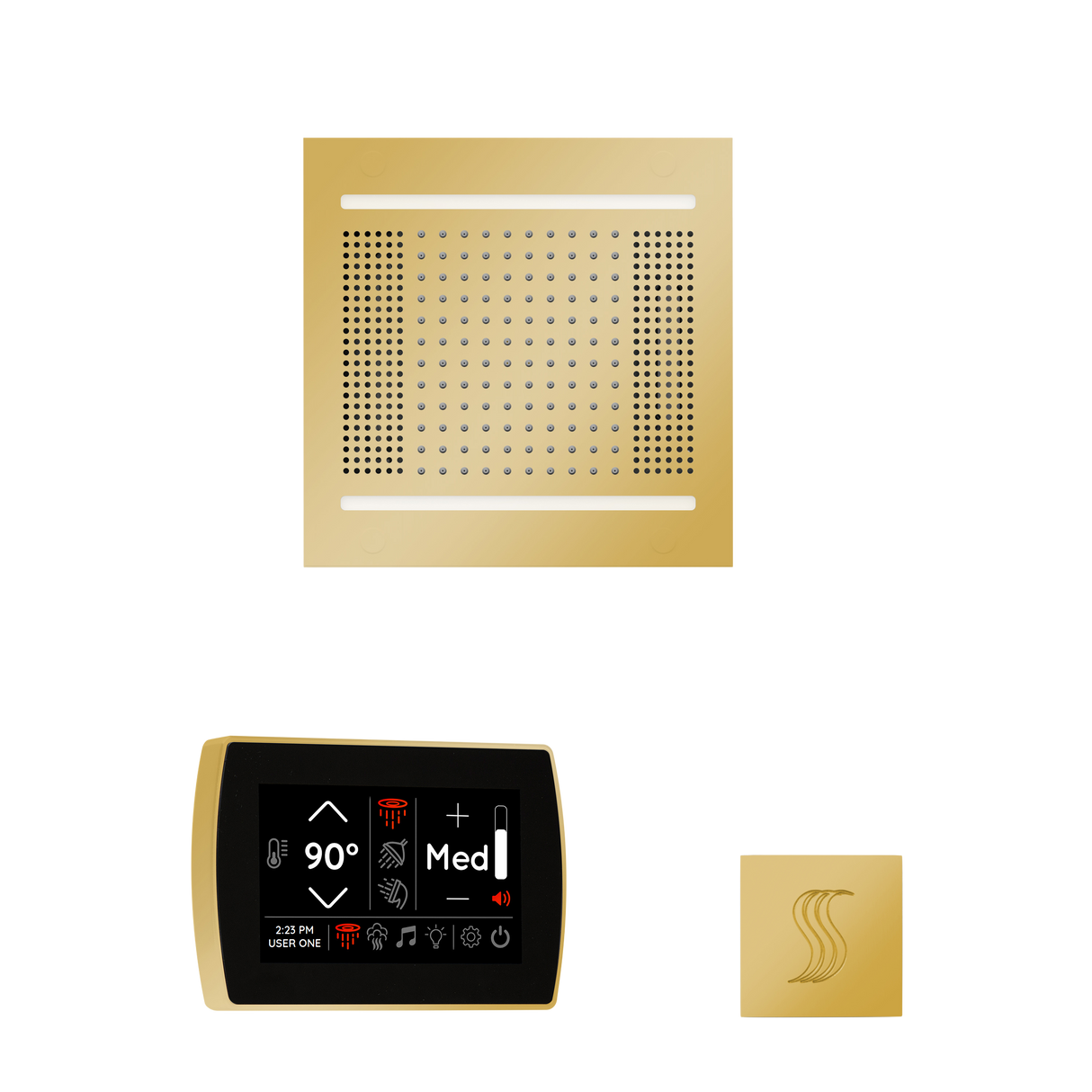 ThermaSol WH14STPSS Wellness Steam Package - HydroVive 14 Rainhead + SignaTouch Recessed Black Trim Control + SteamVection Square Steam Head ThermaSol