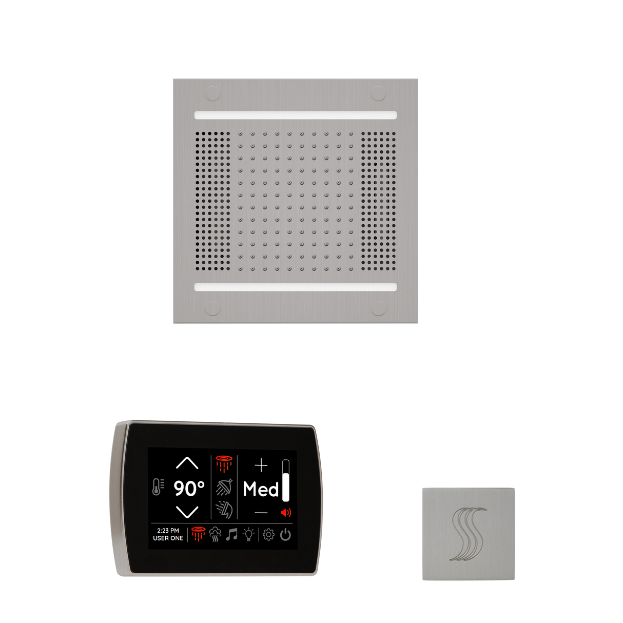 ThermaSol WH14STPSR Wellness Steam Package - HydroVive 14 Rainhead + SignaTouch Wall Mount Control + SteamVection Square Steam Head ThermaSol