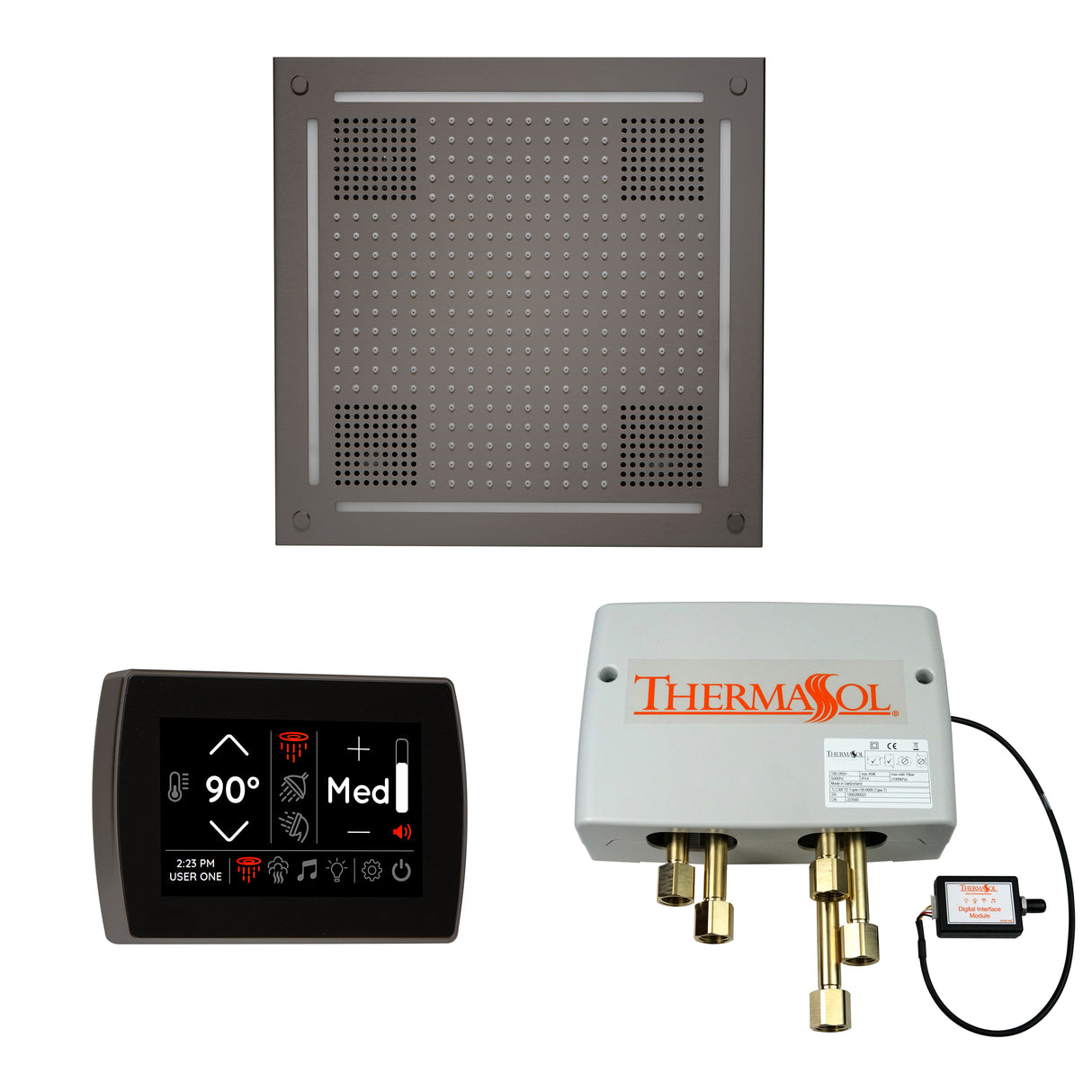 ThermaSol WHSPSR Wellness Shower Package - HydroVive 18 Rainhead + SignaTouch Wall Mount Control + Digital Shower Valve ThermaSol
