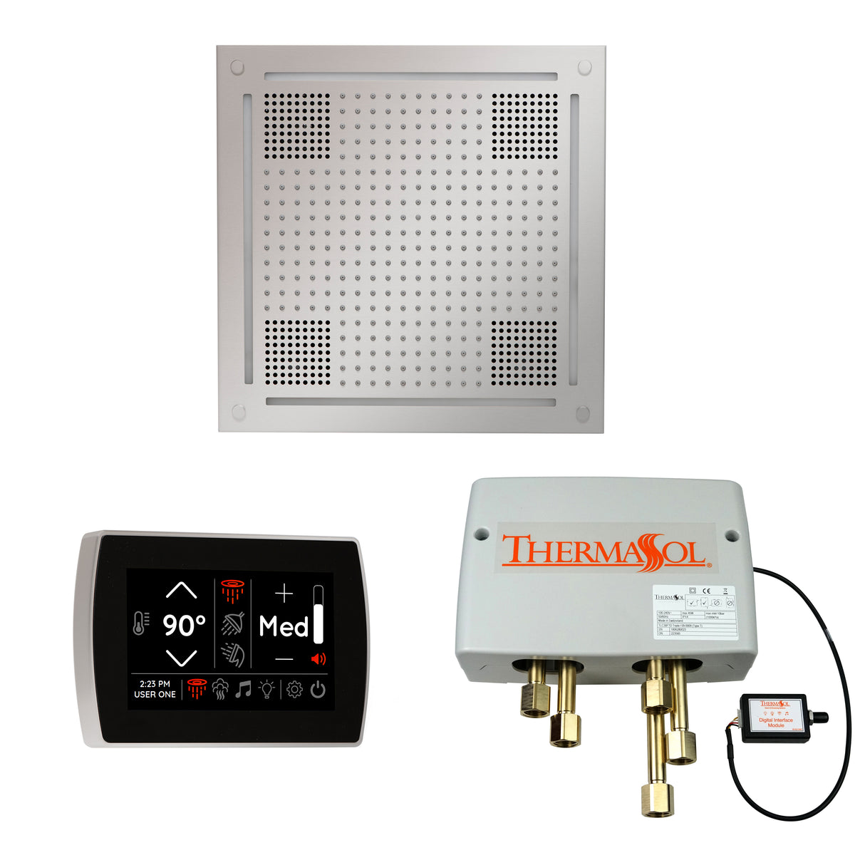 ThermaSol WHSPSR Wellness Shower Package - HydroVive 18 Rainhead + SignaTouch Wall Mount Control + Digital Shower Valve ThermaSol
