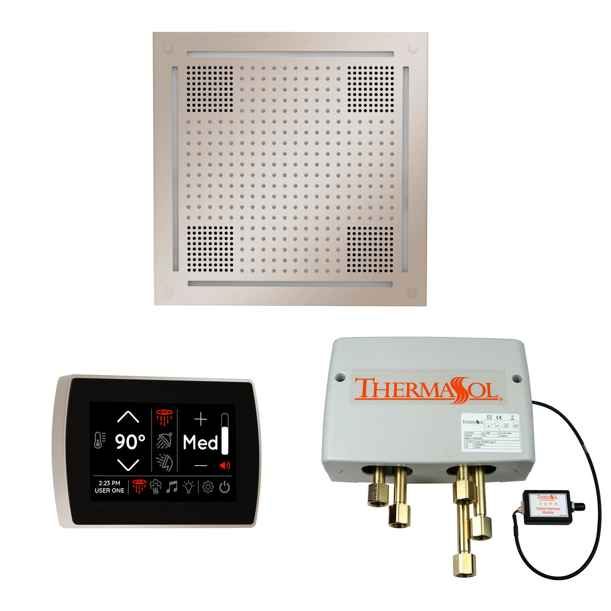 ThermaSol WHSPSR Wellness Shower Package - HydroVive 18 Rainhead + SignaTouch Wall Mount Control + Digital Shower Valve ThermaSol