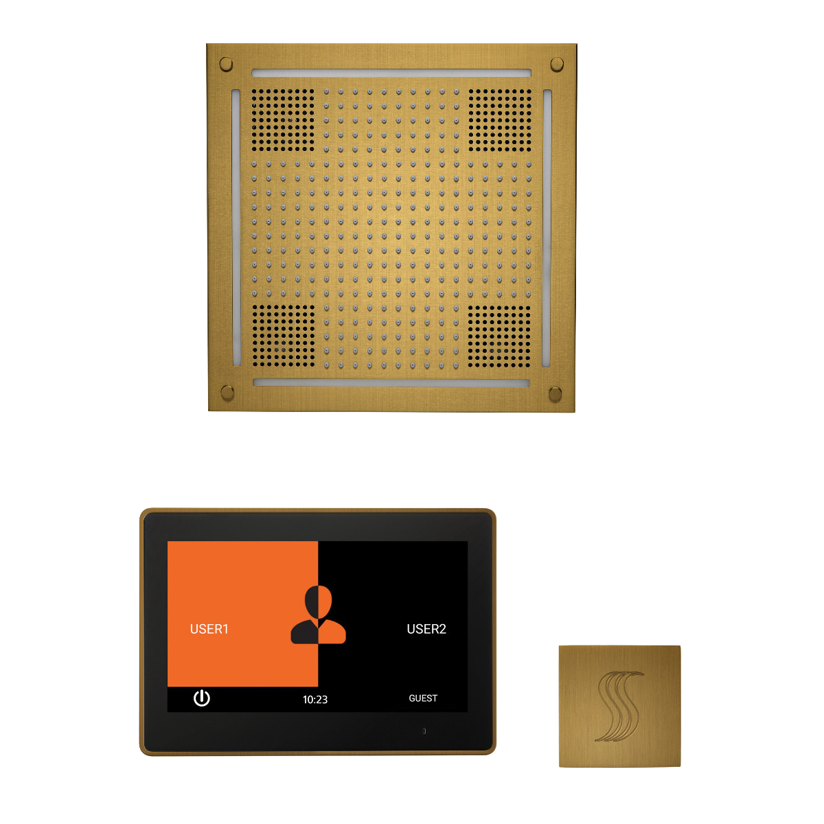 ThermaSol WHSTP10S Wellness Steam Package - HydroVive 18 Rainhead + ThermaTouch2 10" Control + SteamVection Square Steam Head ThermaSol