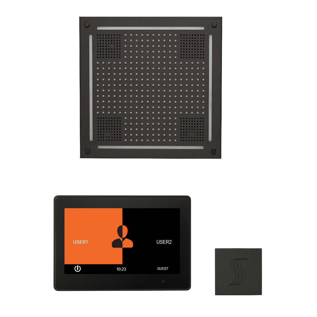 ThermaSol WHSTP10S Wellness Steam Package - HydroVive 18 Rainhead + ThermaTouch2 10" Control + SteamVection Square Steam Head ThermaSol