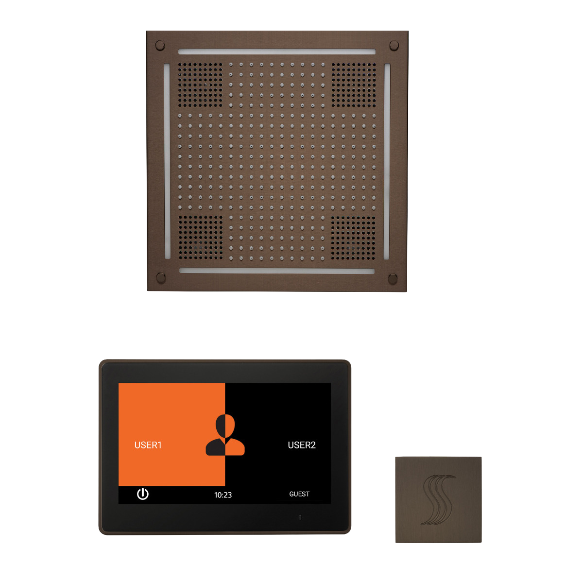 ThermaSol WHSTP10S Wellness Steam Package - HydroVive 18 Rainhead + ThermaTouch2 10" Control + SteamVection Square Steam Head ThermaSol