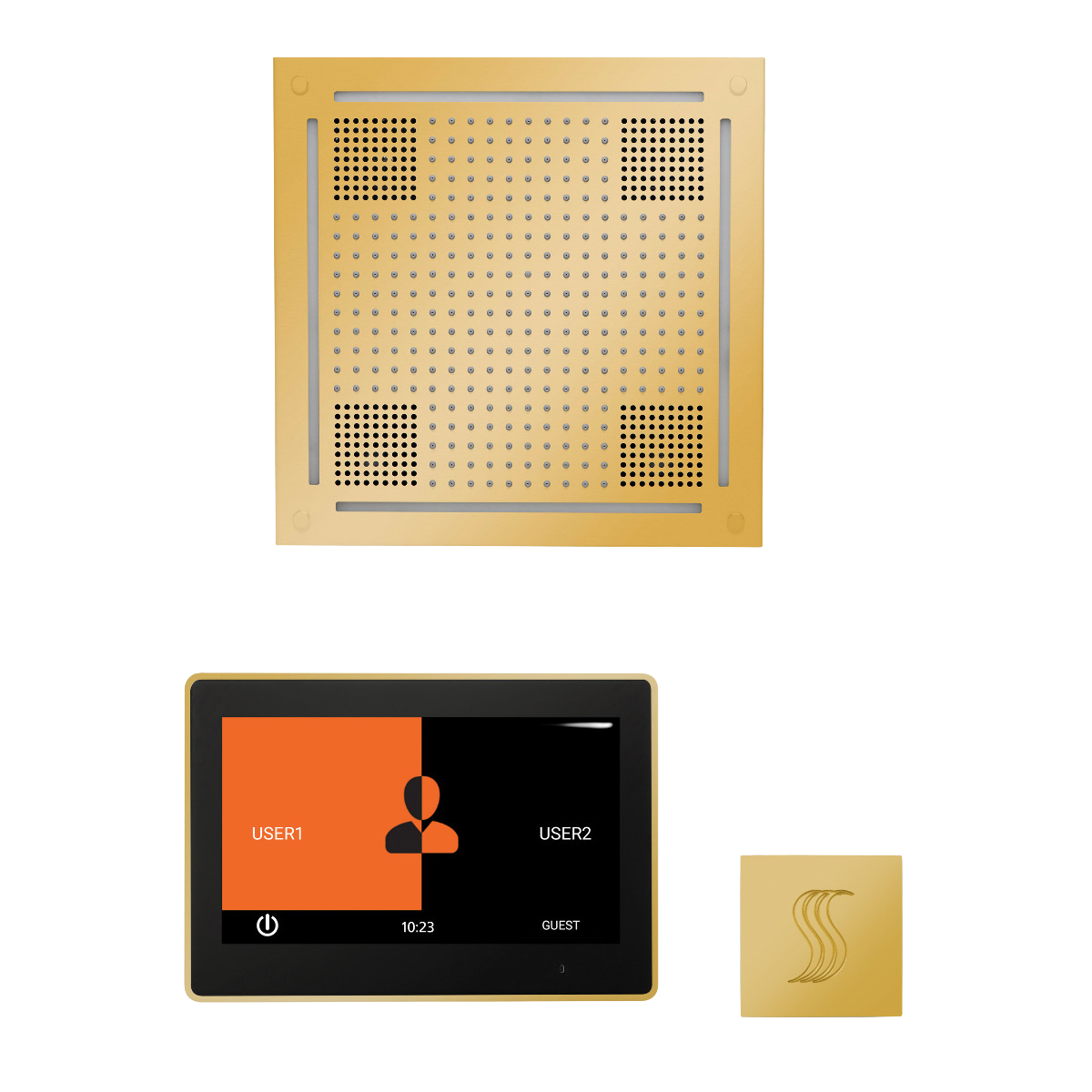 ThermaSol WHSTP10S Wellness Steam Package - HydroVive 18 Rainhead + ThermaTouch2 10" Control + SteamVection Square Steam Head ThermaSol