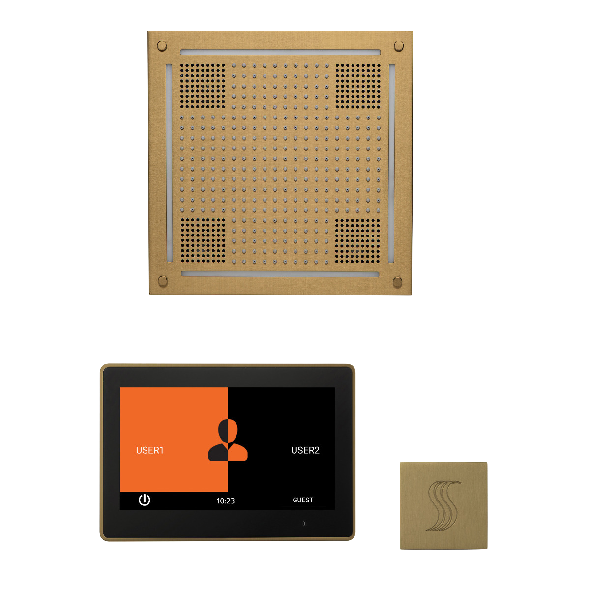ThermaSol WHSTP10S Wellness Steam Package - HydroVive 18 Rainhead + ThermaTouch2 10" Control + SteamVection Square Steam Head ThermaSol