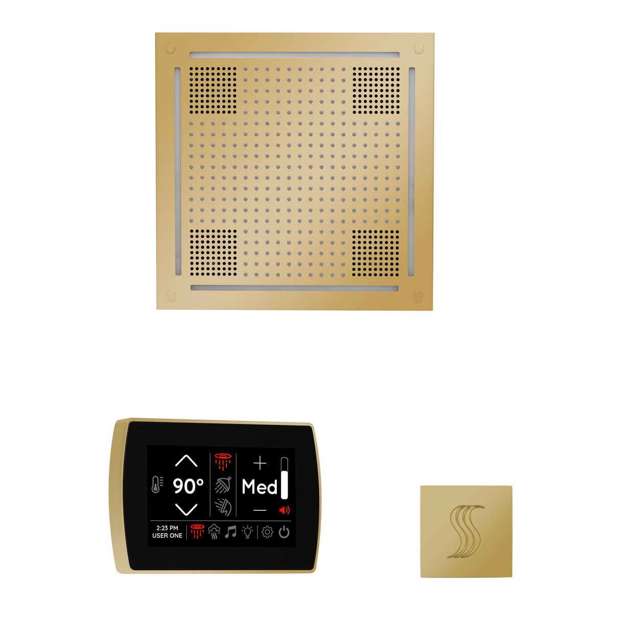 ThermaSol WHSTPSR Wellness Steam Package - HydroVive 18 Rainhead + SignaTouch Wall Mount Control + SteamVection Square Steam Head ThermaSol