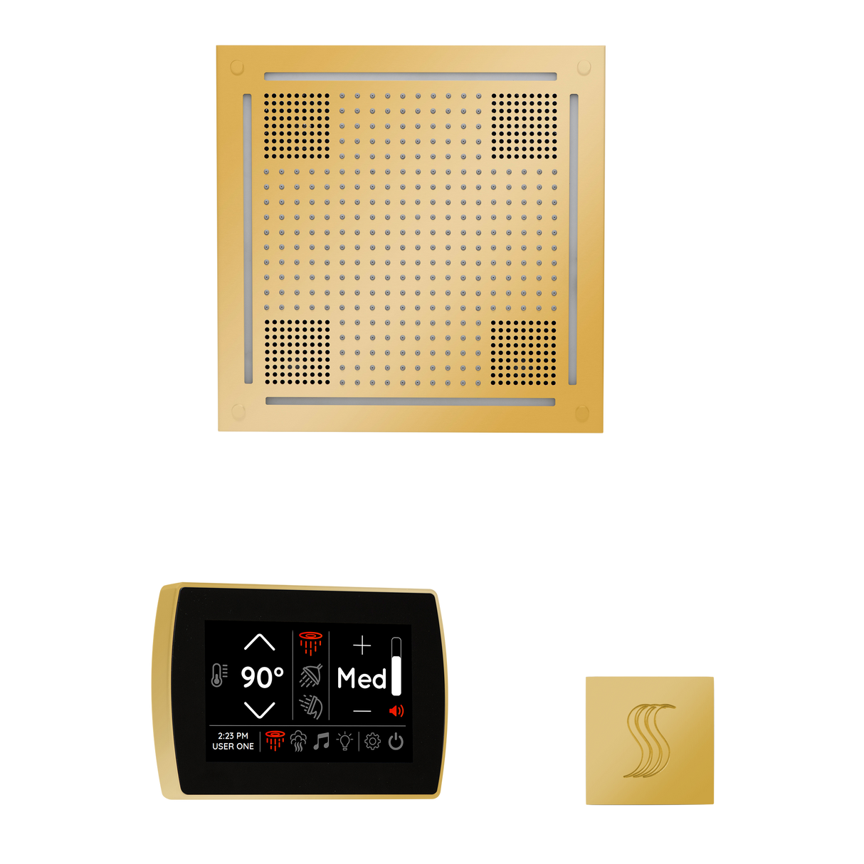 ThermaSol WHSTPSR Wellness Steam Package - HydroVive 18 Rainhead + SignaTouch Wall Mount Control + SteamVection Square Steam Head ThermaSol