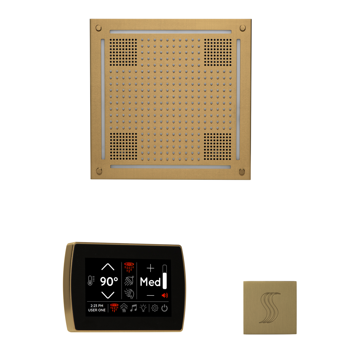 ThermaSol WHSTPSR Wellness Steam Package - HydroVive 18 Rainhead + SignaTouch Wall Mount Control + SteamVection Square Steam Head ThermaSol