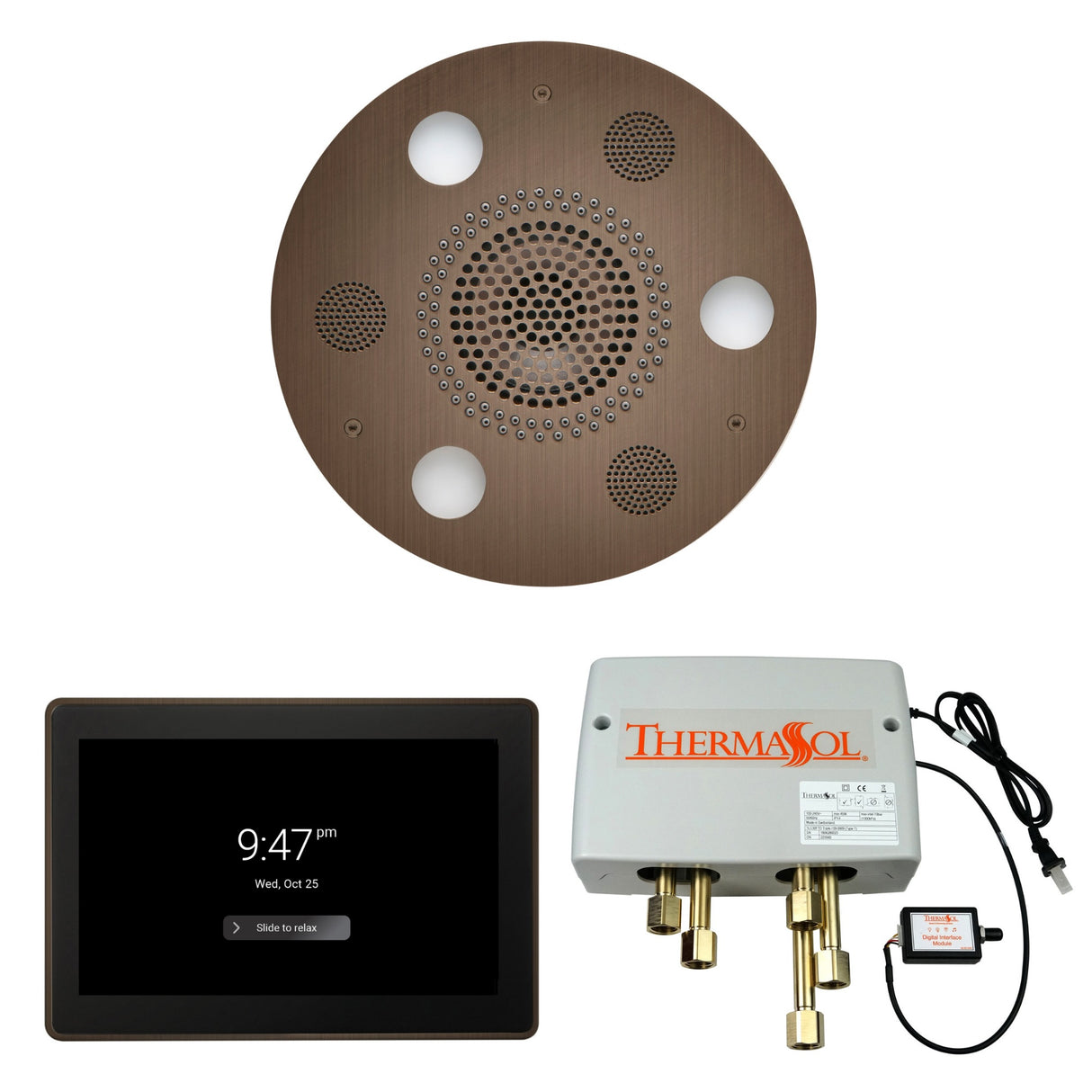 ThermaSol WSP15R Wellness Shower Package - Serenity Advanced Round Rainhead + ThermaTouch2 15" Control + Digital Shower Valve ThermaSol