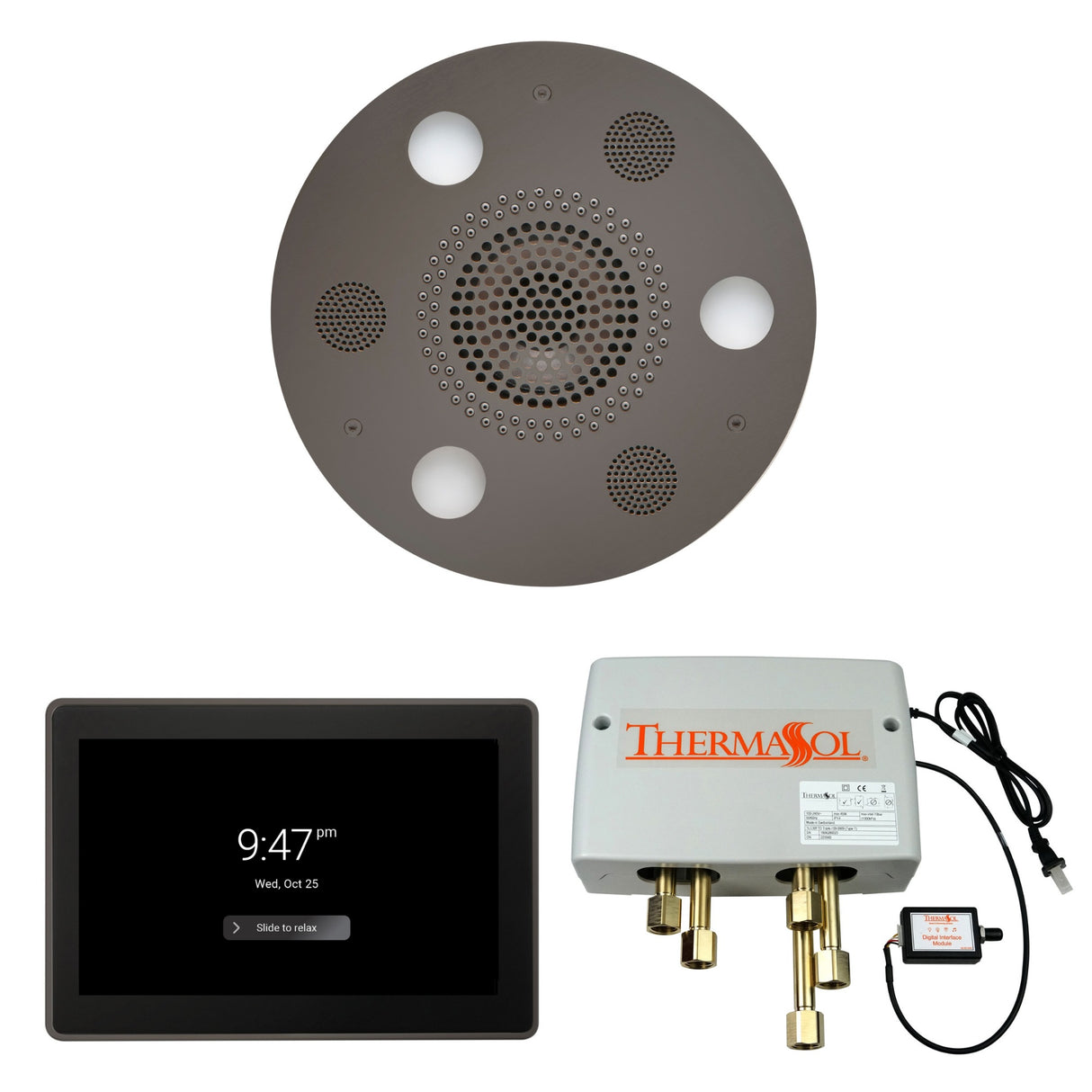 ThermaSol WSP15R Wellness Shower Package - Serenity Advanced Round Rainhead + ThermaTouch2 15" Control + Digital Shower Valve ThermaSol