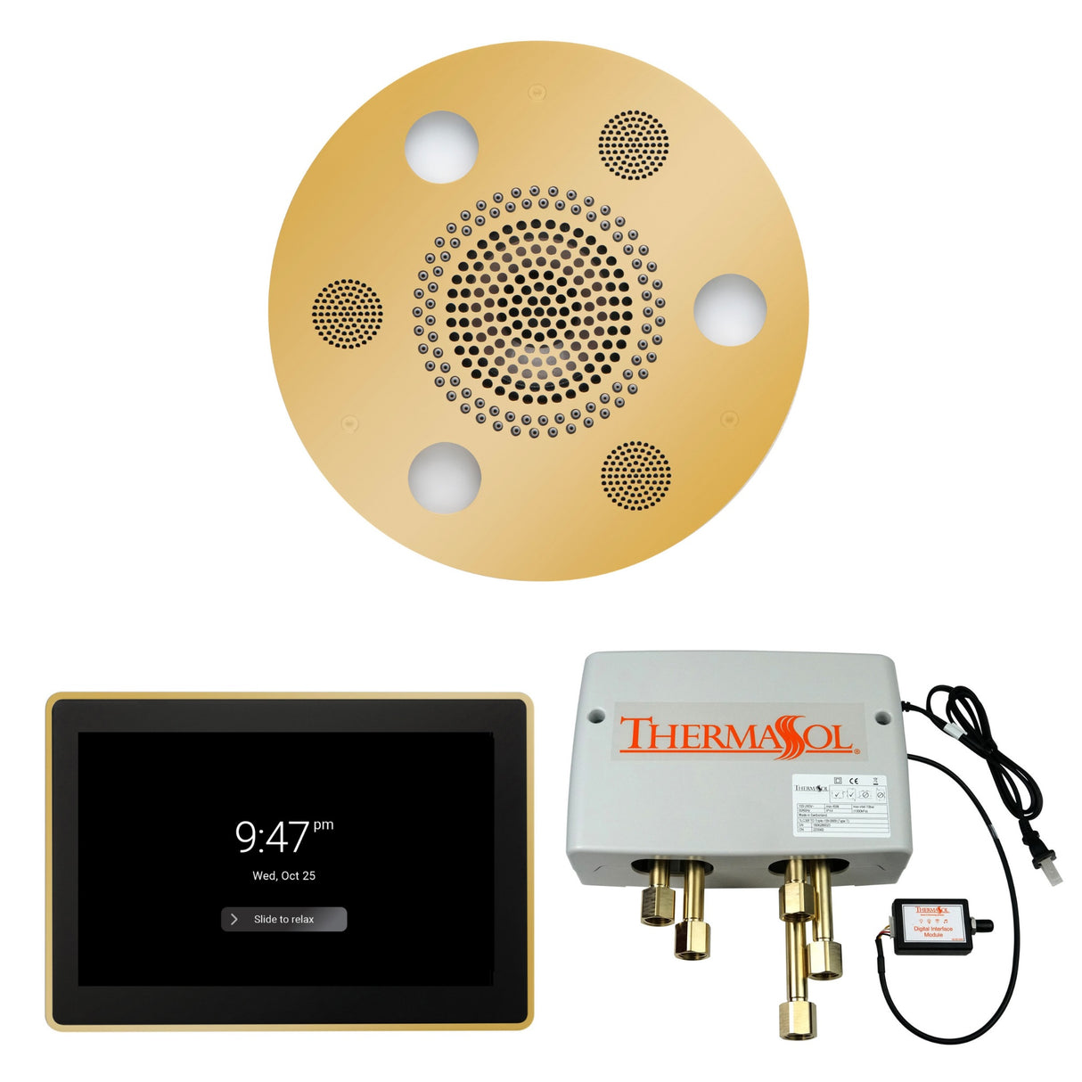 ThermaSol WSP15R Wellness Shower Package - Serenity Advanced Round Rainhead + ThermaTouch2 15" Control + Digital Shower Valve ThermaSol