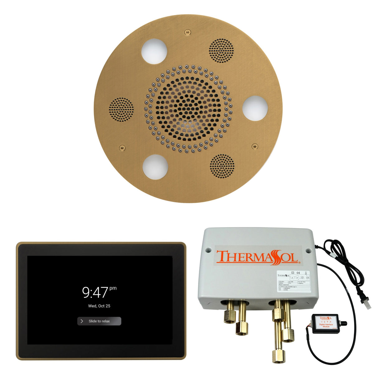 ThermaSol WSP15R Wellness Shower Package - Serenity Advanced Round Rainhead + ThermaTouch2 15" Control + Digital Shower Valve ThermaSol