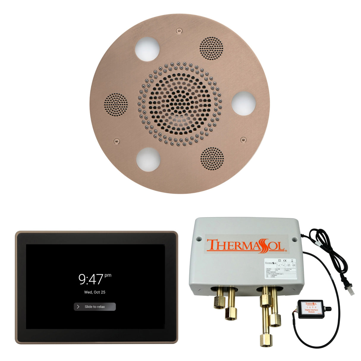 ThermaSol WSP15R Wellness Shower Package - Serenity Advanced Round Rainhead + ThermaTouch2 15" Control + Digital Shower Valve ThermaSol