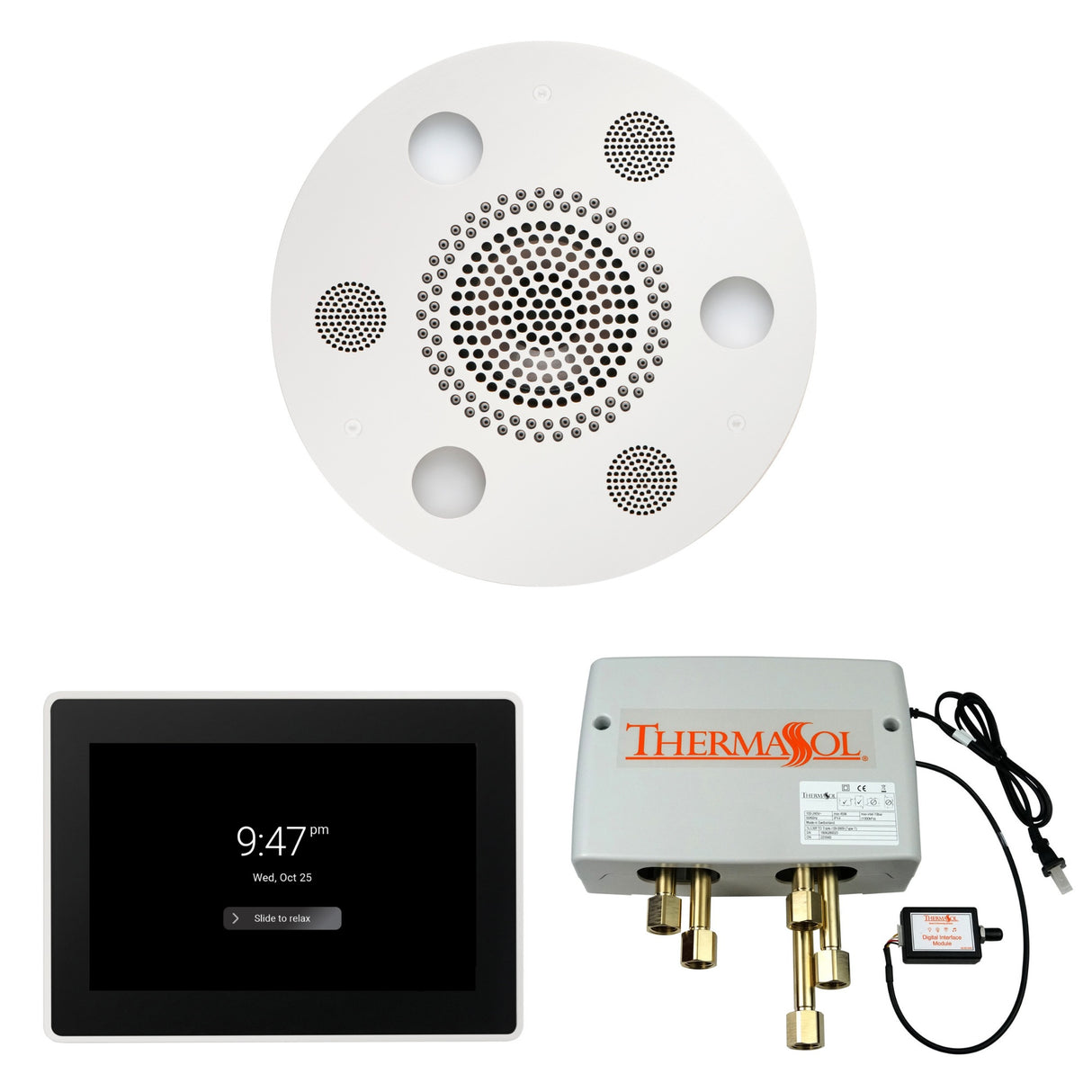 ThermaSol WSP15R Wellness Shower Package - Serenity Advanced Round Rainhead + ThermaTouch2 15" Control + Digital Shower Valve ThermaSol