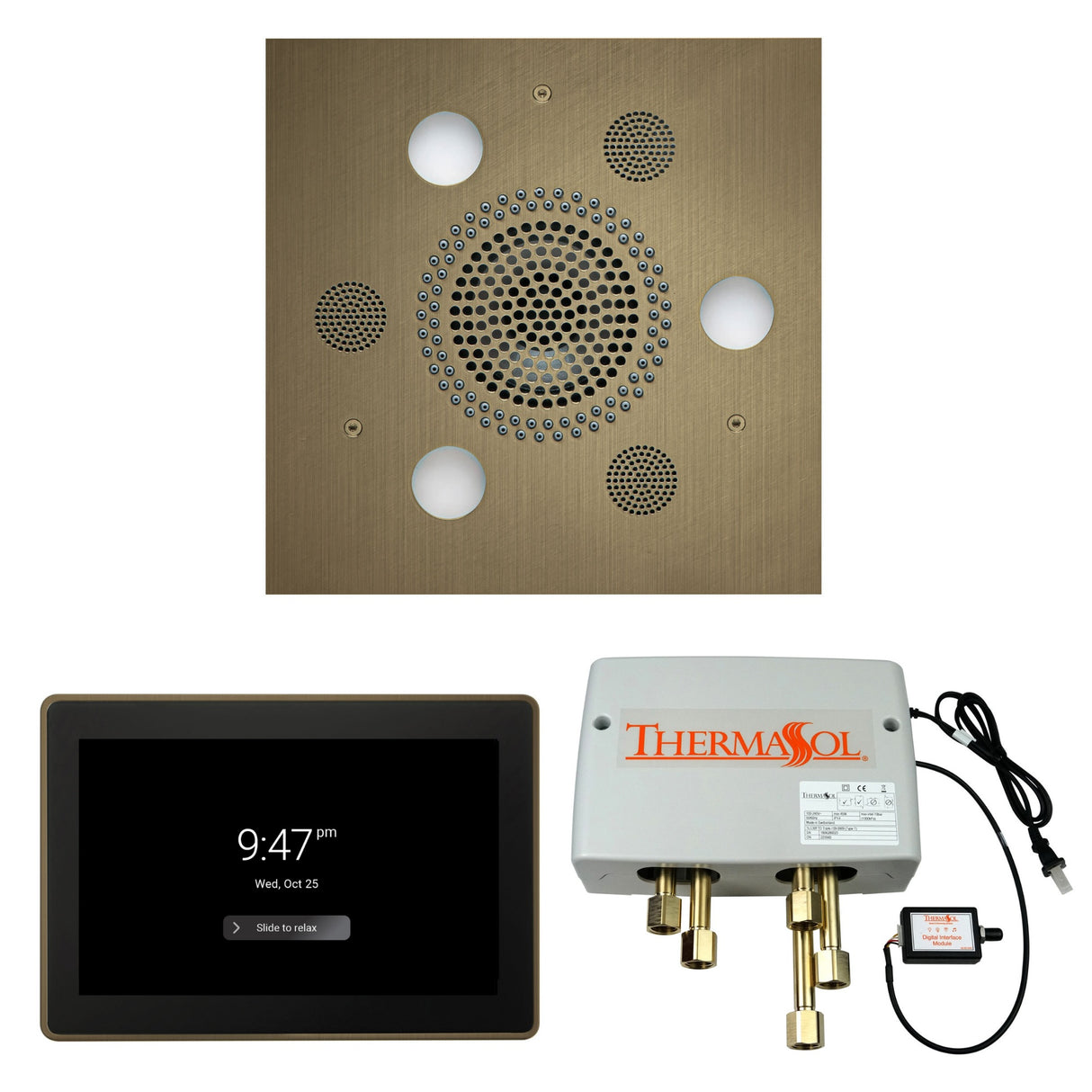 ThermaSol WSP15S Wellness Shower Package - Serenity Advanced Square Rainhead + ThermaTouch2 15" Control + Digital Shower Valve ThermaSol
