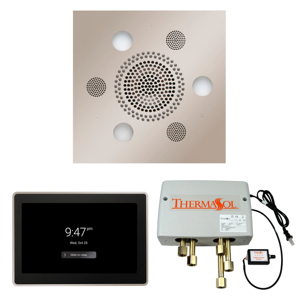 ThermaSol WSP15S Wellness Shower Package - Serenity Advanced Square Rainhead + ThermaTouch2 15" Control + Digital Shower Valve ThermaSol