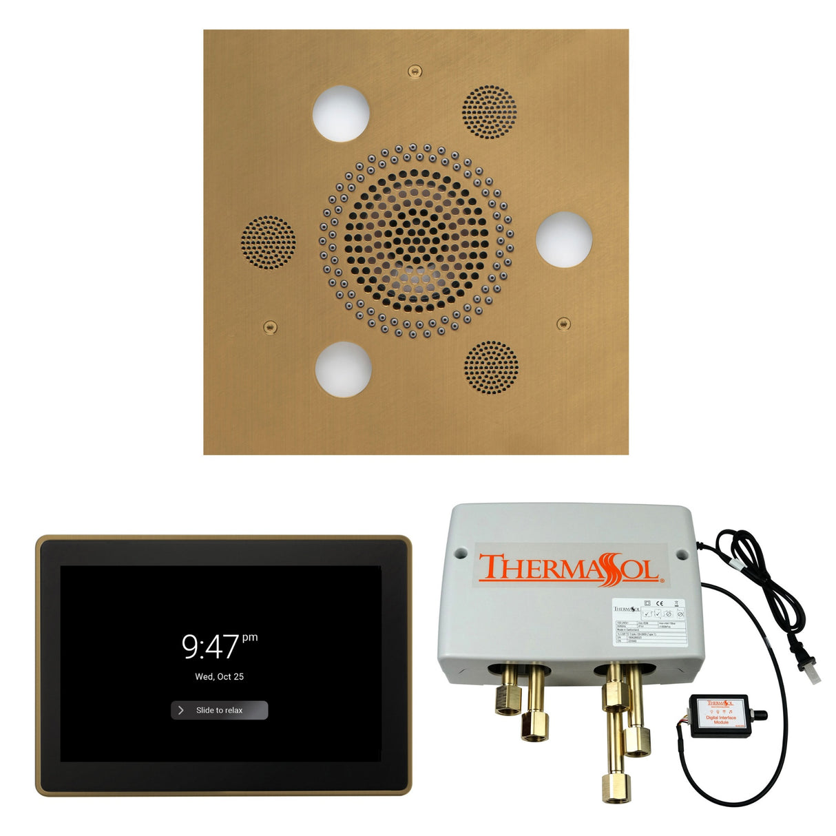 ThermaSol WSP15S Wellness Shower Package - Serenity Advanced Square Rainhead + ThermaTouch2 15" Control + Digital Shower Valve ThermaSol