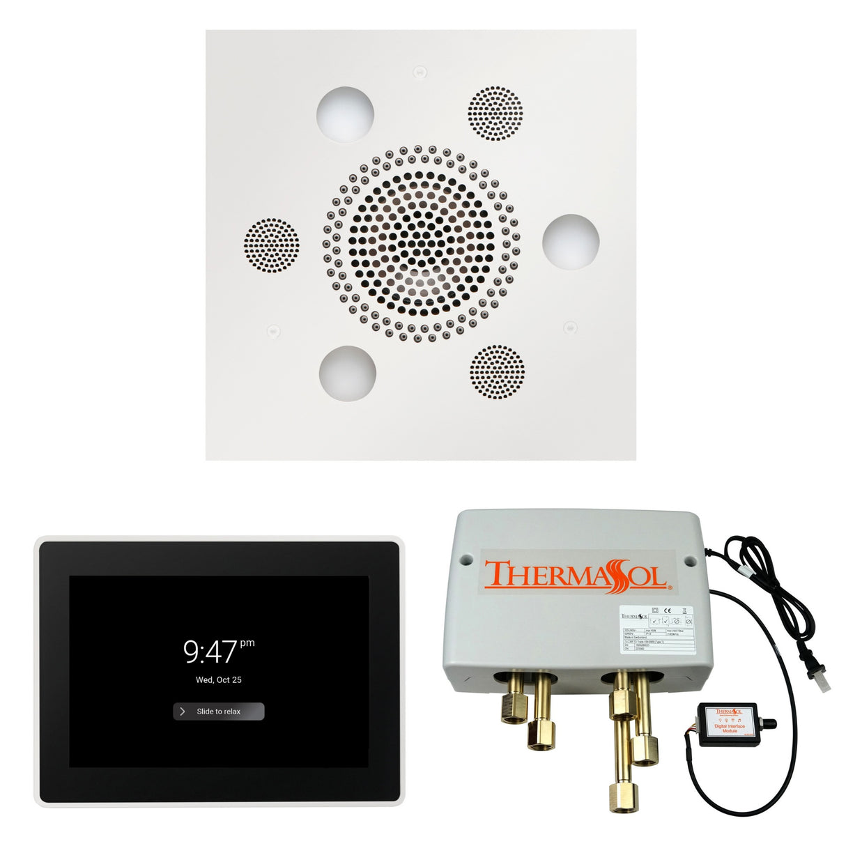 ThermaSol WSP15S Wellness Shower Package - Serenity Advanced Square Rainhead + ThermaTouch2 15" Control + Digital Shower Valve ThermaSol