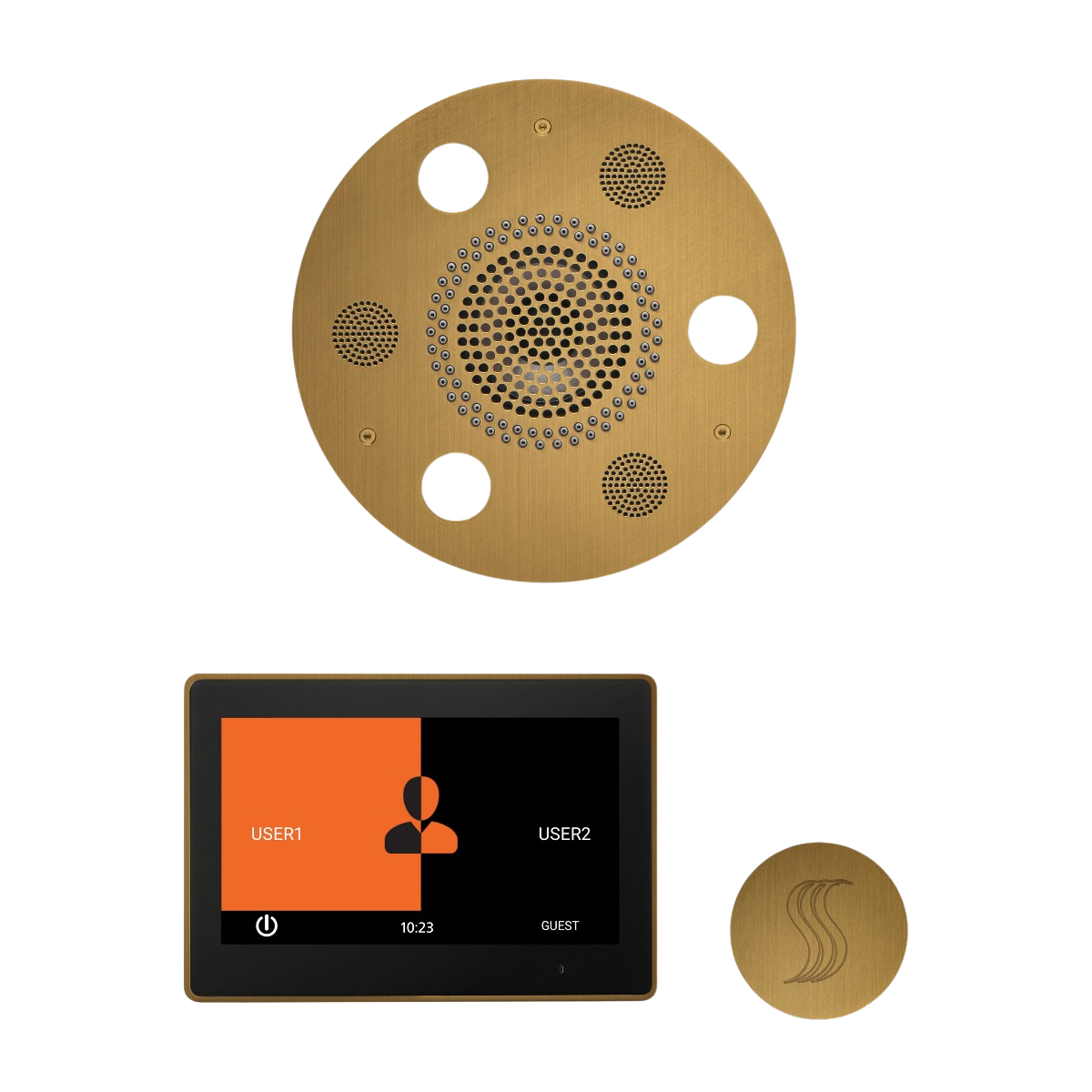 ThermaSol WSTP10R Wellness Steam Package - Serenity Advanced Round Rainhead + ThermaTouch2 10" Control + SteamVection Round Steam Head ThermaSol
