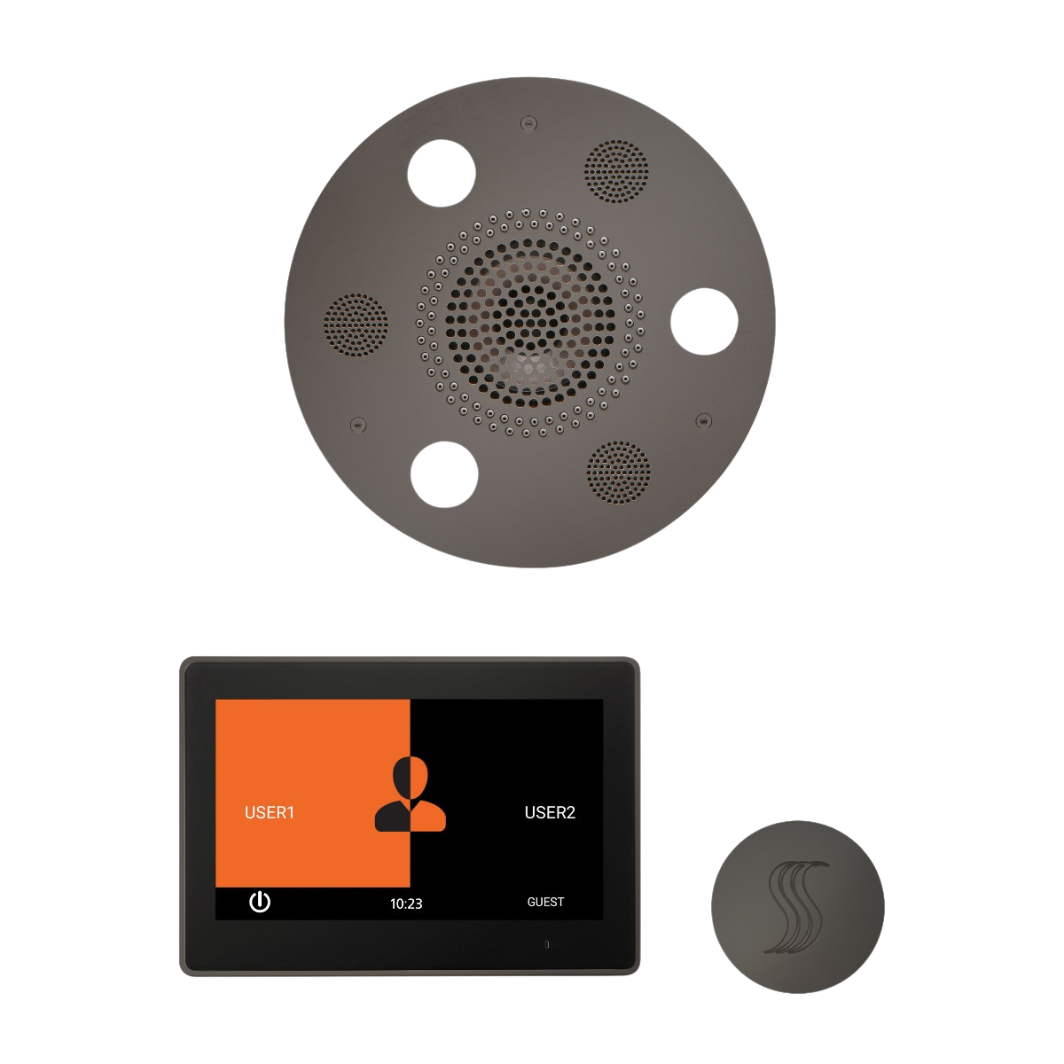 ThermaSol WSTP10R Wellness Steam Package - Serenity Advanced Round Rainhead + ThermaTouch2 10" Control + SteamVection Round Steam Head ThermaSol