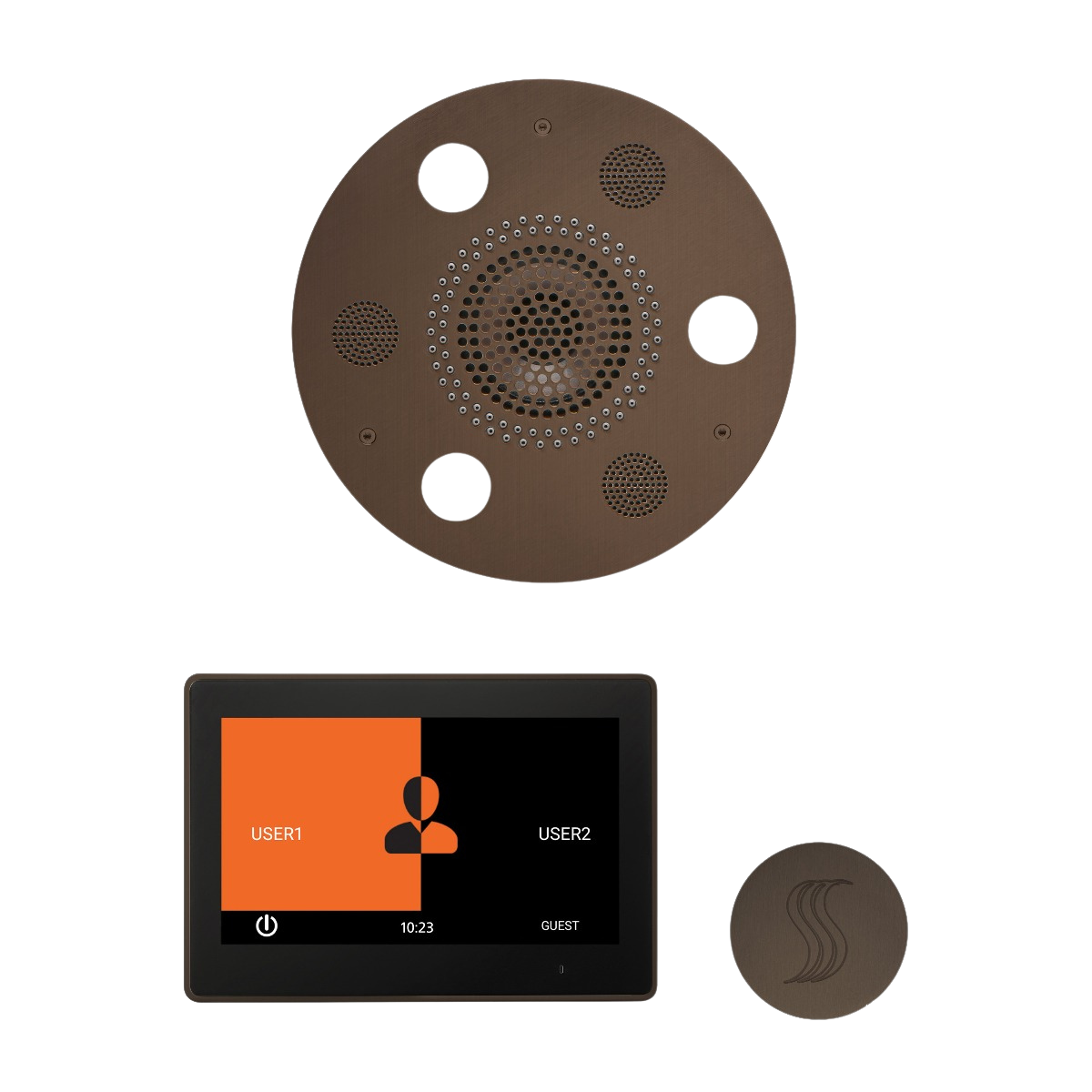 ThermaSol WSTP10R Wellness Steam Package - Serenity Advanced Round Rainhead + ThermaTouch2 10" Control + SteamVection Round Steam Head ThermaSol
