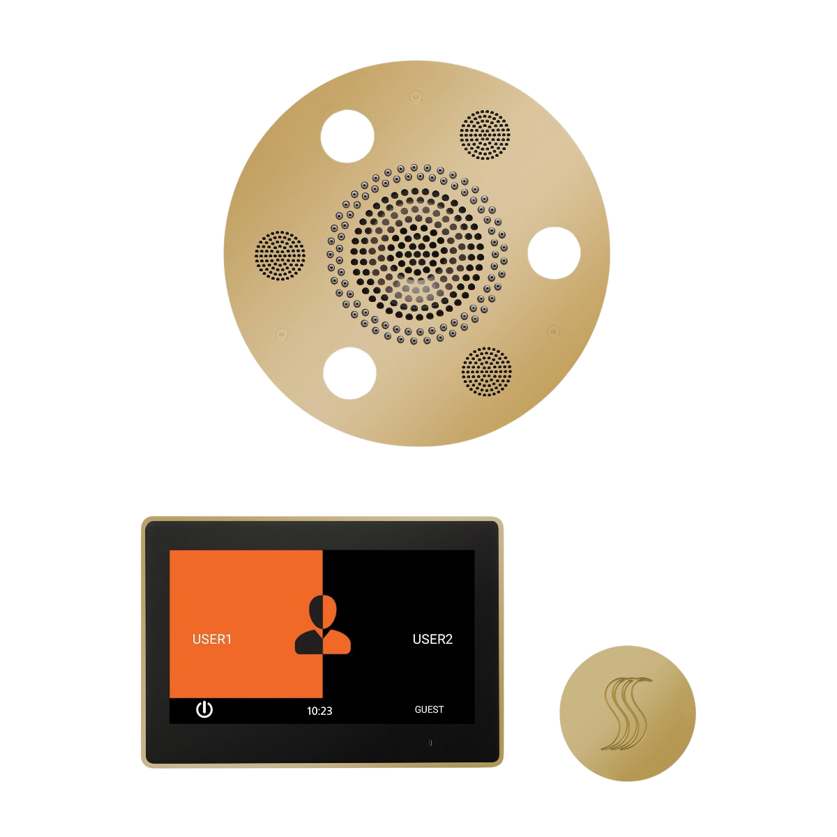 ThermaSol WSTP10R Wellness Steam Package - Serenity Advanced Round Rainhead + ThermaTouch2 10" Control + SteamVection Round Steam Head ThermaSol