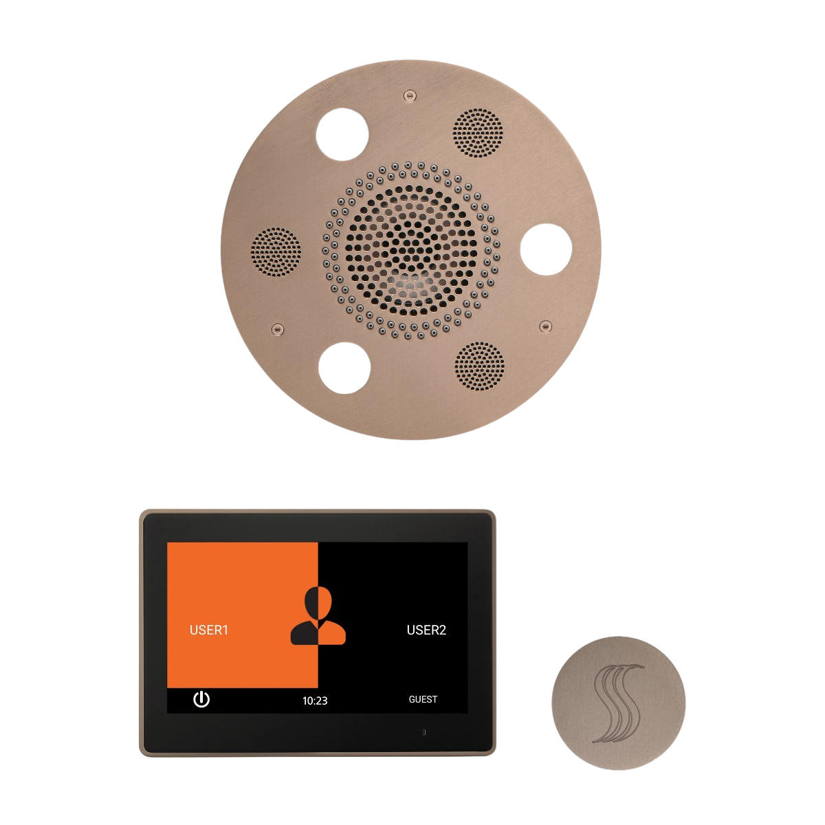 ThermaSol WSTP10R Wellness Steam Package - Serenity Advanced Round Rainhead + ThermaTouch2 10" Control + SteamVection Round Steam Head ThermaSol