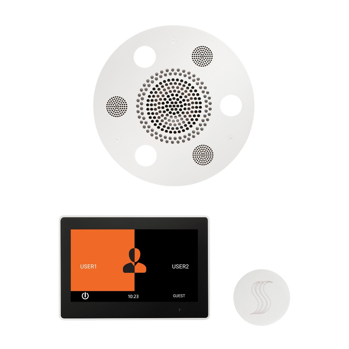 ThermaSol WSTP10R Wellness Steam Package - Serenity Advanced Round Rainhead + ThermaTouch2 10" Control + SteamVection Round Steam Head ThermaSol