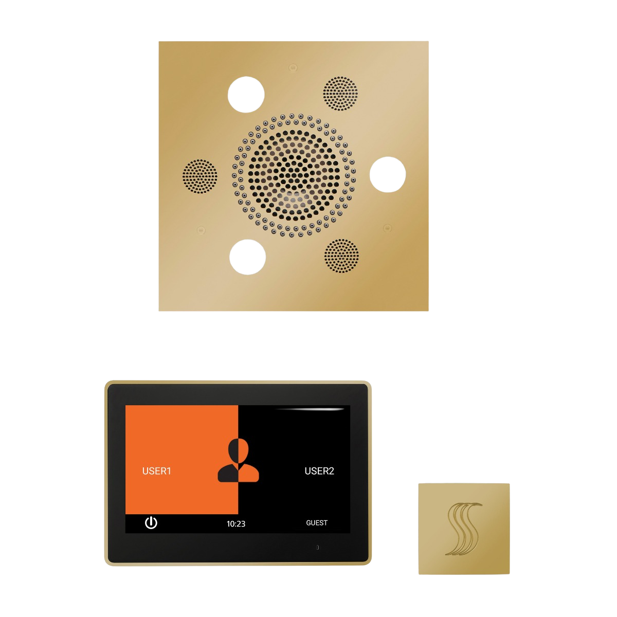 ThermaSol WSTP10S Wellness Steam Package - Serenity Advanced Square Rainhead + ThermaTouch2 10" Control + SteamVection Square Steam Head ThermaSol