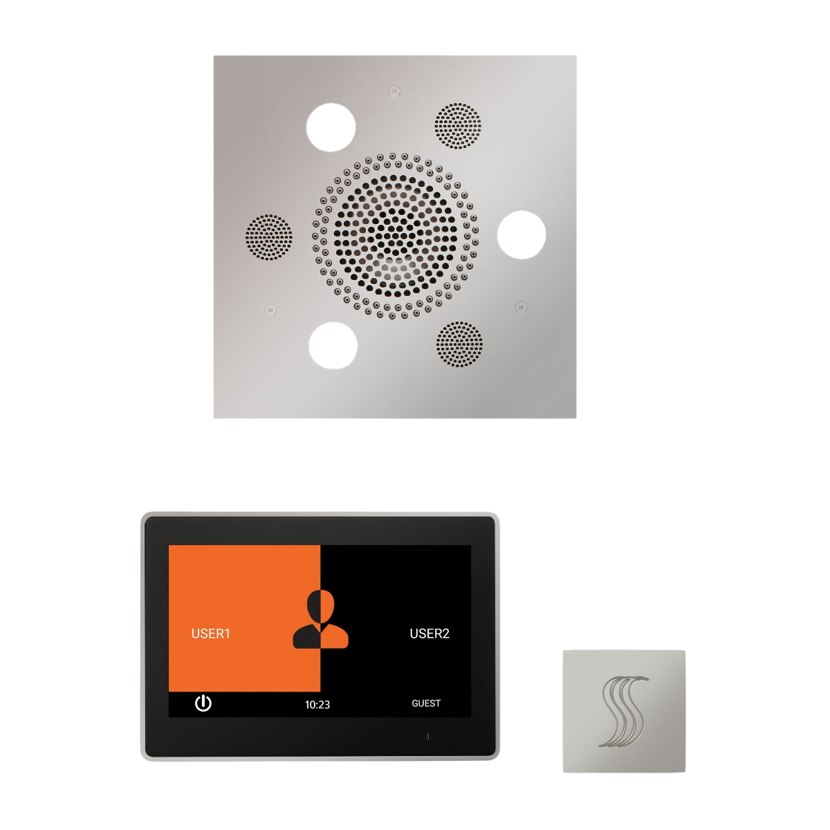 ThermaSol WSTP10S Wellness Steam Package - Serenity Advanced Square Rainhead + ThermaTouch2 10" Control + SteamVection Square Steam Head ThermaSol