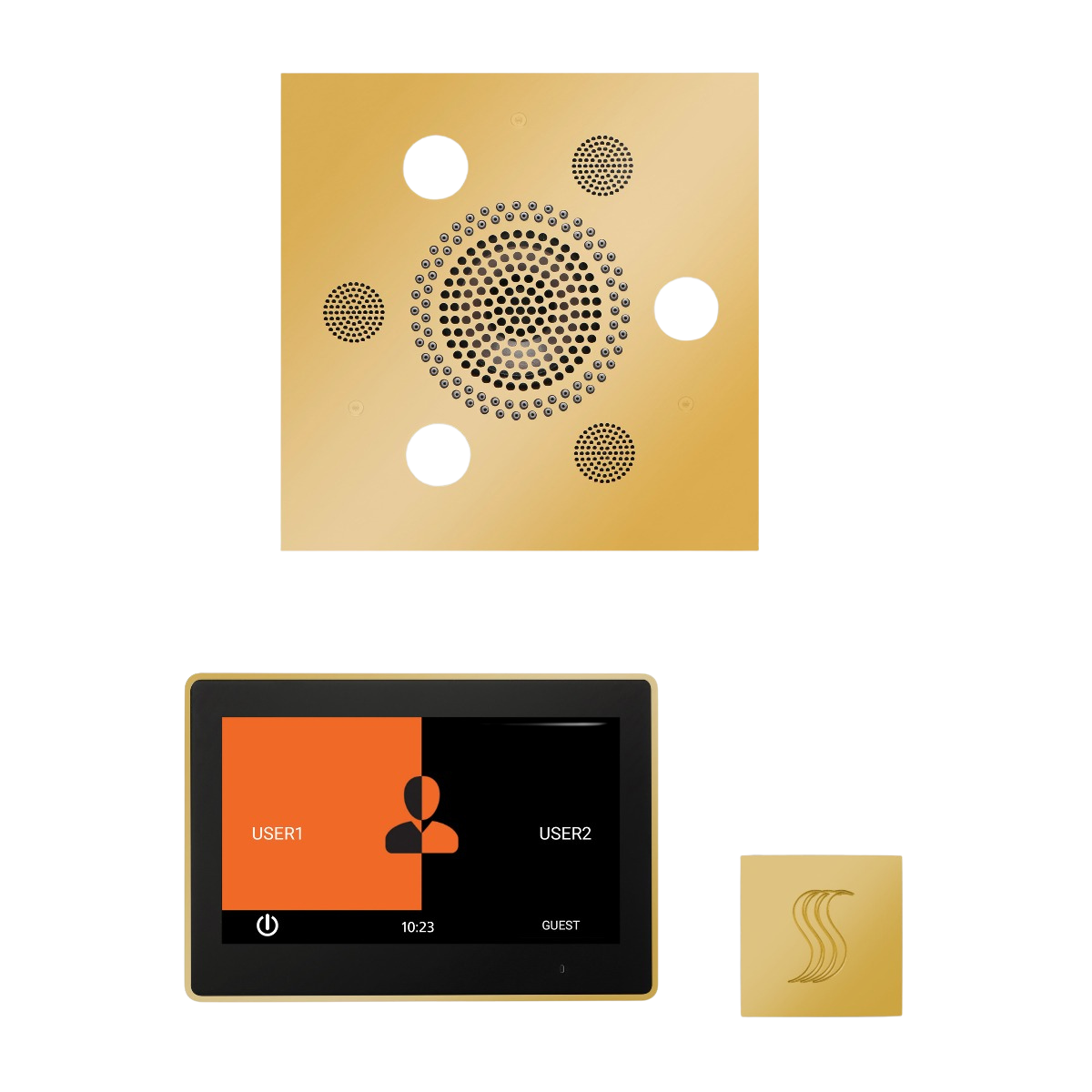 ThermaSol WSTP10S Wellness Steam Package - Serenity Advanced Square Rainhead + ThermaTouch2 10" Control + SteamVection Square Steam Head ThermaSol