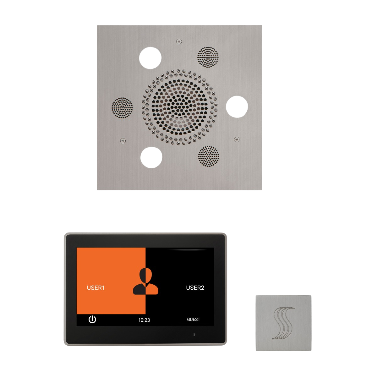 ThermaSol WSTP10S Wellness Steam Package - Serenity Advanced Square Rainhead + ThermaTouch2 10" Control + SteamVection Square Steam Head ThermaSol