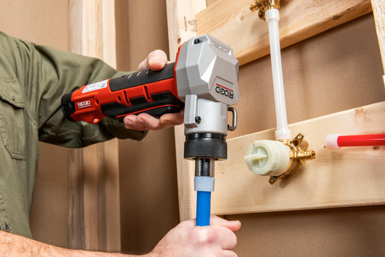 RIDGID RPE100 PEX Expander: Industry-First AutoReturn for Faster Rough-In