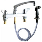 Chicago Faucets 1102-ABCP Universal Centerset Deck Mounted Faucet with Side Spray Polished Chrome - Chicago Faucets