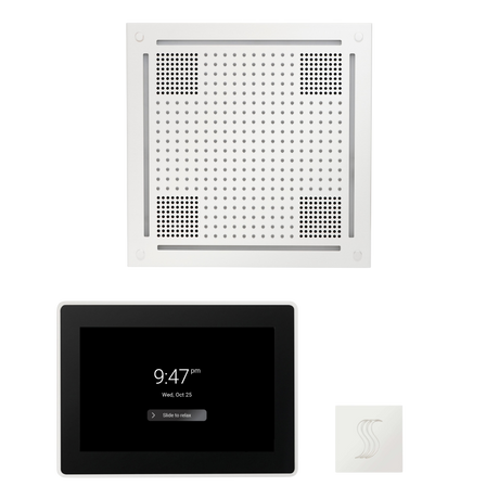 ThermaSol WHSTP15S Wellness Steam Package - HydroVive 18 Rainhead + ThermaTouch2 15" Control + SteamVection Square Steam Head ThermaSol