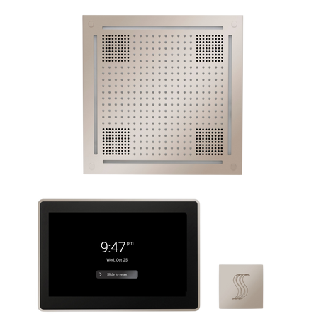 ThermaSol WHSTP15S Wellness Steam Package - HydroVive 18 Rainhead + ThermaTouch2 15" Control + SteamVection Square Steam Head ThermaSol